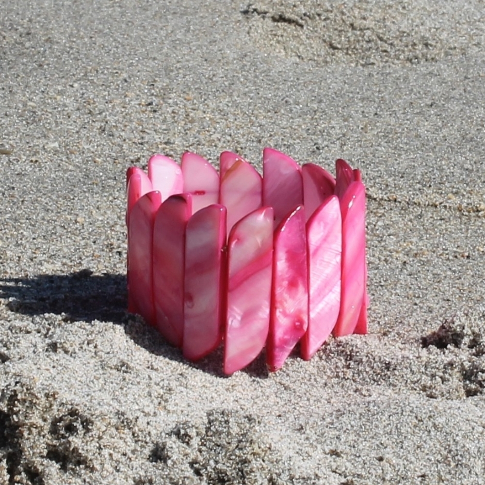 Pink Marbel Glass Blades Bracelet